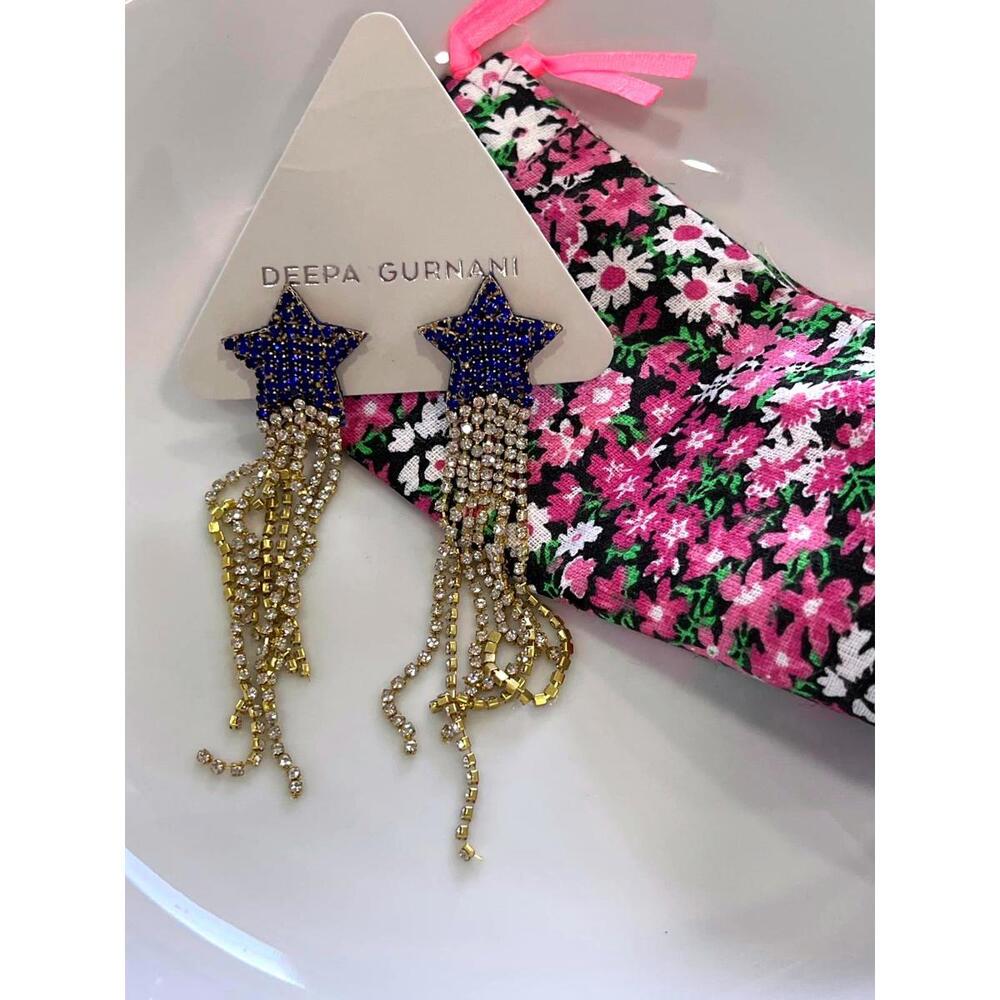 DEEPA GURNANI EVREN EARRING - COBALT star